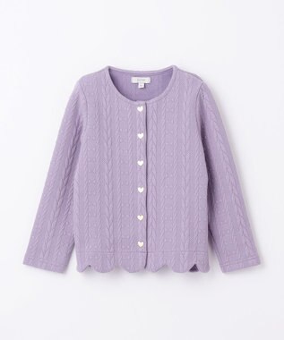 ANY KIDS ふくれ ジャガード カーディガン ラベンダー