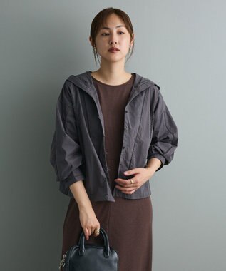 CRAFT STANDARD BOUTIQUE 梯子レースフード付きブラウス Charcoal Gray