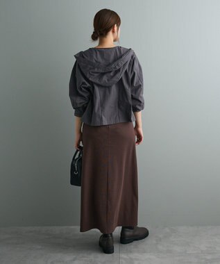 CRAFT STANDARD BOUTIQUE 梯子レースフード付きブラウス Charcoal Gray