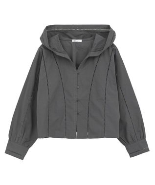 CRAFT STANDARD BOUTIQUE 梯子レースフード付きブラウス Charcoal Gray