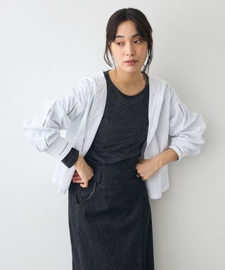 CRAFT STANDARD BOUTIQUE 梯子レースフード付きブラウス White