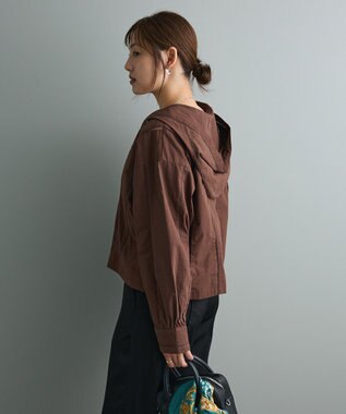 CRAFT STANDARD BOUTIQUE 梯子レースフード付きブラウス Brown