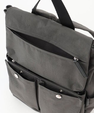 Y'SACCS 【ムック本掲載】クリンクルナイロン　ダブルポケットリュック ダークグレー