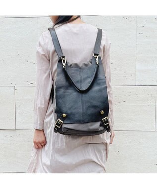 UNBILLION perche / 牛革かぶせキャンバスリュックサック