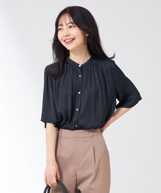 ANY SIS S 【洗える】サテンドビー ブラウス ネイビー