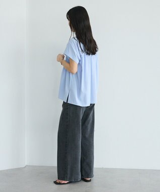 CRAFT STANDARD BOUTIQUE シャーリングショートスリーブブラウス Sax