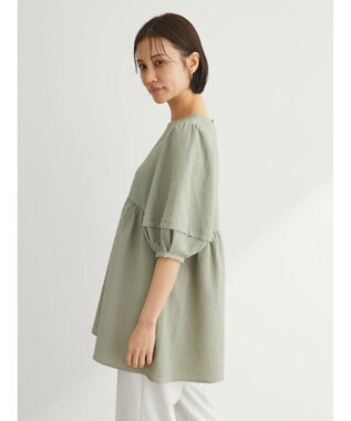 Green Parks ジャガードペプラムブラウス Light Khaki