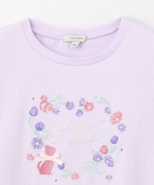 ANY KIDS フラワー 刺繍 Tシャツ ラベンダー