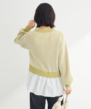 Green Parks 配色リブドッキングチュニック Green