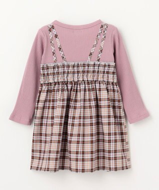 組曲 KIDS 【90-100㎝】ビスチェック トップス グレー×ブラウン系