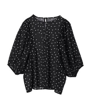 AMERICAN HOLIC ギャザースリーブドットブラウス Black