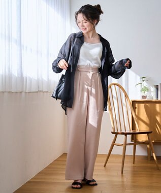 WEGO 【シワになりにくい/手洗い可】シアーBIGシャツ ブラック