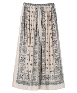 CRAFT STANDARD BOUTIQUE パネル柄マキシギャザースカート Light Beige