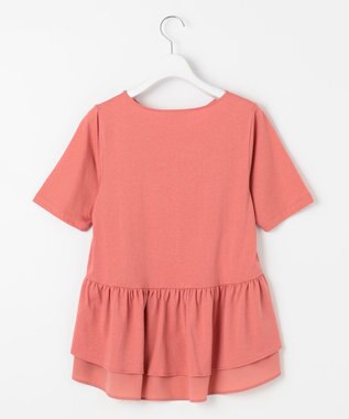 Feroux 【UVケア】バックペプラムチュニック Tシャツ ピンク系