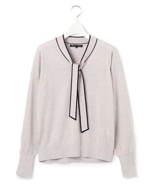 23区 【洗える】ウーステッドウール ボウタイ ニット ベージュ系