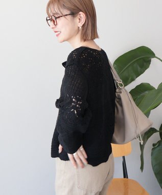 AMERICAN HOLIC クロシェニットカーディガン Black