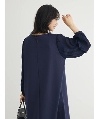 Green Parks マジョリカ袖ドッキングワンピース Dark Navy