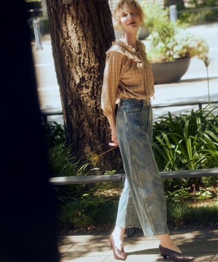 組曲 S ライトトロピカルロールネック ブラウス ベージュ系3