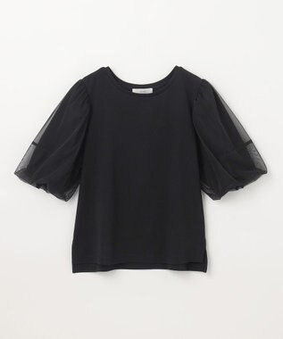 ANY チュールコンビパフスリーブプルオーバー ブラック