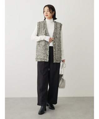 Green Parks カットリブタートルネックプルオーバー Ecru