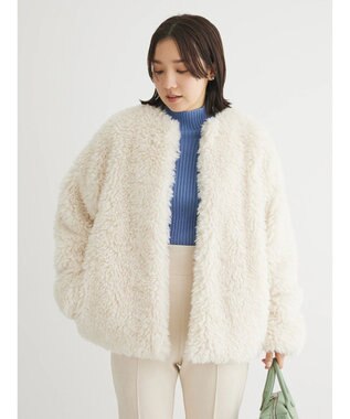 Green Parks ・ＥＬＥＮＣＡＲＥ　ＤＵＥ　シープファーノーカラーコート Ivory