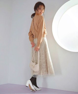 Feroux 【洗える】2WAY パールボタン カーディガン ベージュ系