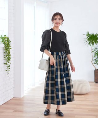 Tiaclasse 【洗える】袖ドッキングリブニットトップス ブラック