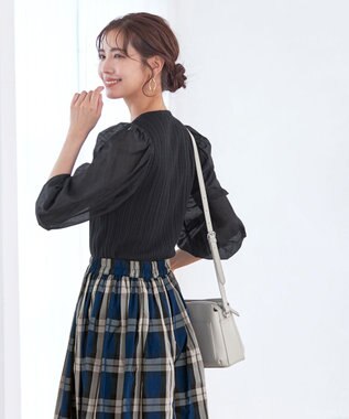 Tiaclasse 【洗える】袖ドッキングリブニットトップス ブラック