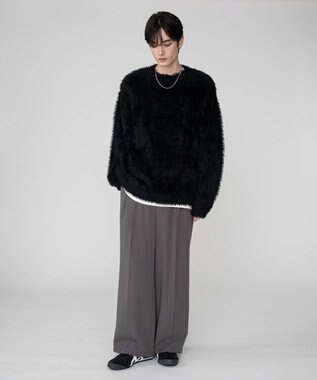 WEGO 【2025秋冬新作/ユニセックス着用ITEM/MLサイズ展開】フェザーニットプルオーバー ブラック