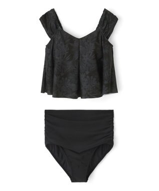 San-ai Resort（三愛水着楽園） プリントワンピ見えビキニ　9M・11L　【San-ai Resort（サンアイリゾート）】 ブラック