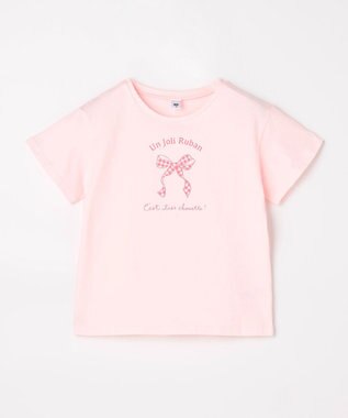 ANY KIDS 【一部店舗/WEB限定】【綿100%】プリント 半袖Tシャツ ピンク×リボン