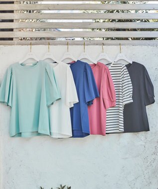 ANY SIS 【UVケア】プレーティングジャージー フレアスリーブ カットソー ミント