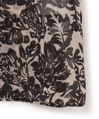 23区 【洗える】ボタニカルプリント スキッパー ブラウス ベージュ×ブラックプリント