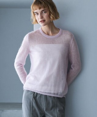 【洗える】 シルキーシアーモヘヤ ニットプルオーバー