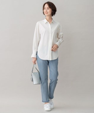 自由区 【WEB限定/洗える】ベビースキンデニム ストレートデニム スカイブルー系