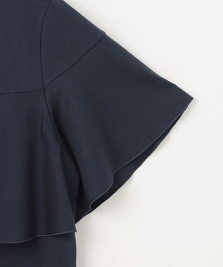 自由区 【接触冷感・UVカット・吸水速乾・抗菌防臭・洗える】ハイツイストポンチフレアディティール カットソー ネイビー