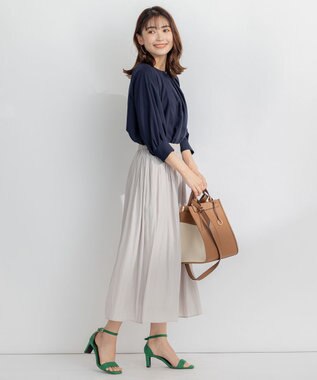 組曲 S 【WEB限定】シアーカルゼ ドルマンスリーブ ブラウス ネイビー系