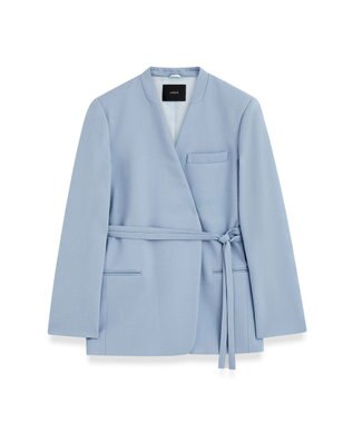 JOSEPH テーラリングクレープ　ノーカラージャケット Faded Sky