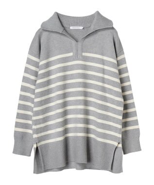AMERICAN HOLIC バイパチ衿付きニットチュニック Light Gray Mixture