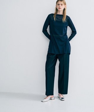 uncrave トリコットシフォン カシュクールトップス ネイビー