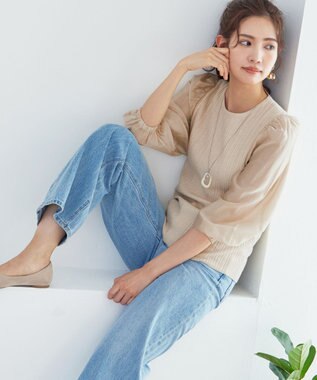 Tiaclasse 【洗える】袖ドッキングリブニットトップス アイボリー