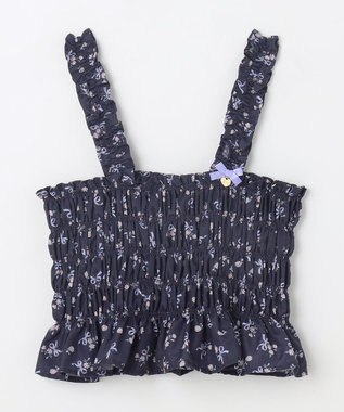 ANY KIDS フラワー×リボン ビスチェ付きTシャツ ネイビー
