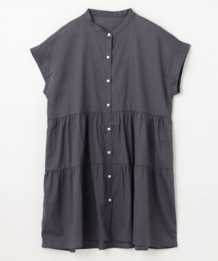 ANY 【洗濯機可能】シルキーソフトティアードブラウス チャコール