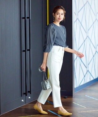 Tiaclasse 【洗える】袖ドッキングリブニットトップス ブルー