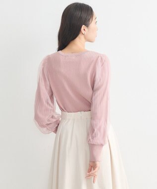 earth music&ecology マジョリカプリーツチュールニットプルオーバー Pink Beige