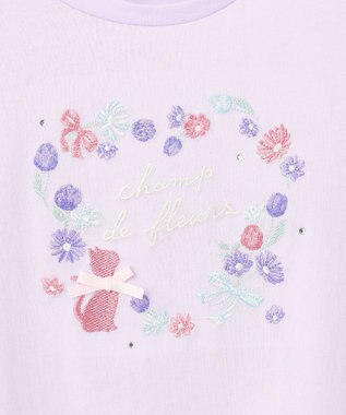 ANY KIDS フラワー 刺繍 Tシャツ ラベンダー