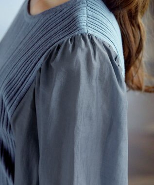 Tiaclasse 【洗える】袖ドッキングリブニットトップス ブルー