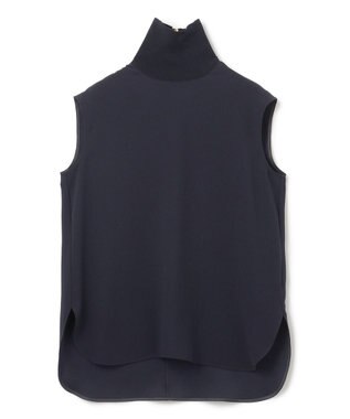 BEIGE， FLEUR / 異素材ネック フレンチスリーブブラウス Navy