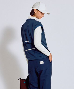 PW CIRCULUS 【撥水加工 / 小さくまとまる】【UNISEX】オーバーサイズ パッカブルベスト ゴルフウェア メンズ レディース ネイビー系