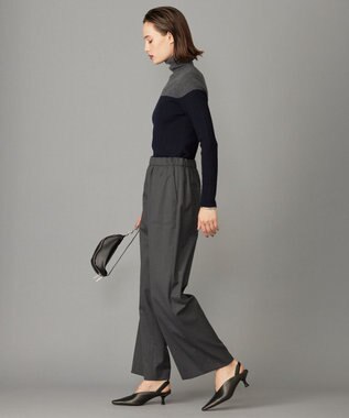 ICB 【洗える】 TWブロード ワイドストレートパンツ チャコール系